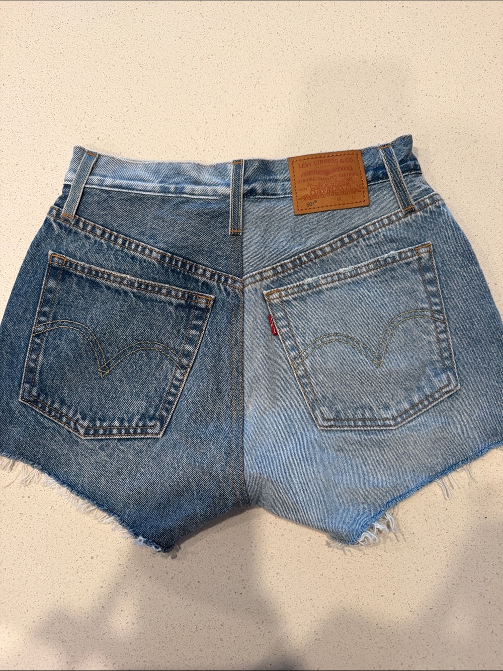 Levi's Two-Tone Blue High-Rise Cutoff Denim Shorts